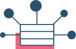 Illustration of database with linked circles around it