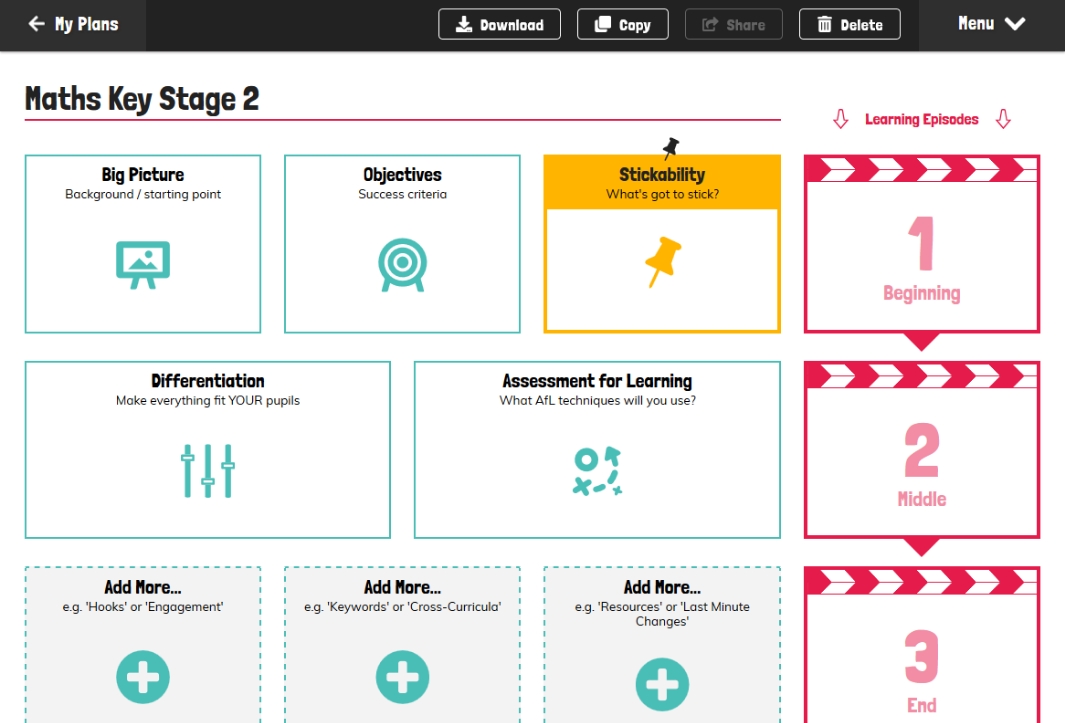 Screenshot of the 5 Minute Lesson Plan template