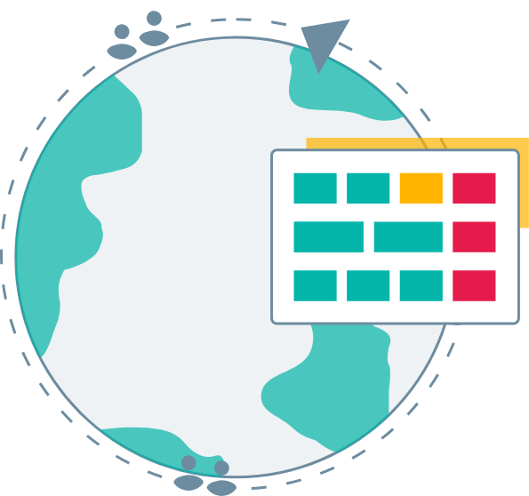 illustration of a lesson plan moving around the globe